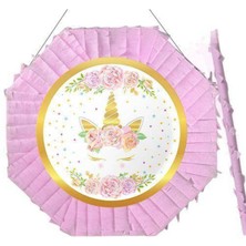 Parti Show Unicorn Gold Boynuzlu Pinyata 42 cm + Sopası