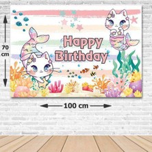 Parti Show Unicorn Kedi Doğum Günü Afişi Fotosuz 70*100 cm