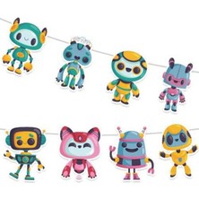 Parti Show Robot Temalı Dekoratif Banner V2 - 140X18 cm