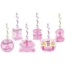 Parti Show 1 Yaş Asmalı Tavan Süsü (6 Adet) Pembe