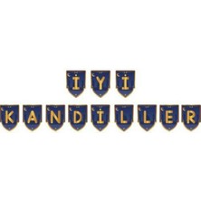 Parti Show Iyi Kandiller Yazısı Mavi Gold 160 cm