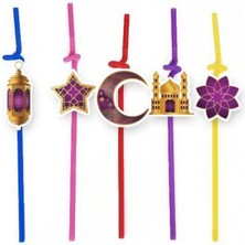 Parti Show !toptan! Ramazan Figürlü Artistik Pipet Bordo 10 Adet