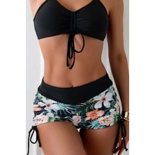 Angelsin Büzgü Ayarlı Baskılı Deniz Şortu Bikini Alt