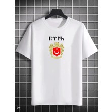 Giyim Center Erkek Baskılı T-Shirt Kısa Kol Bisiklet Yaka Regular Fit Rahat Kalıp Günlük Tişört - Beyaz