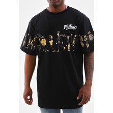 Giyim Center Erkek Bisiklet Yaka Baskılı Oversize T-Shirt - Siyah