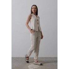 Amara Boutique Düğme Detaylı Yelek - Krem