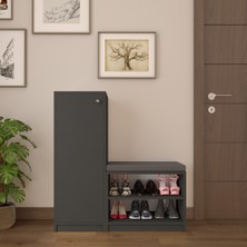 Asra Trend Lüks Kapaklı Oturma Puflu Ayakkabılık Düzenleyici %100 MDF Çok Amaçlı Dolap A18