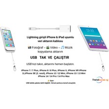Zore IPhone / IPad Lightning USB Aktarım Kablosu ( Resim , Video , Müzik kopyalama)