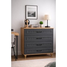 Ozan Çekmeceli Şifonyer | %100 MDF Gövde | Ağaç Ayaklar | REHAU Kaplama Membran Kaplama Çekmeceler