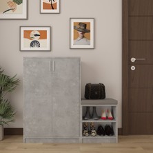 Asra Trend Lüks 2 Kapaklı Oturma Puflu Ayakkabılık Düzenleyici %100 MDF Çok Amaçlı Dolap A27