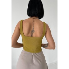 Amara Boutique Yağ Yeşili Askılı Bluz