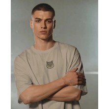 Muhtar Store Erkek Siberian Kedi Baskılı Oversize Tişört – Minimal Sibirya Kedisi Tasarım