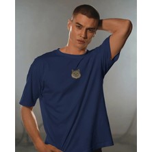 Muhtar Store Erkek Siberian Kedi Baskılı Oversize Tişört – Minimal Sibirya Kedisi Tasarım