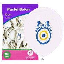Parti Show Nazar Boncuklu Balon Beyaz 100 Adet