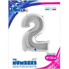 Parti Show 2 Rakam Gümüş Folyo Balon (100 Cm)
