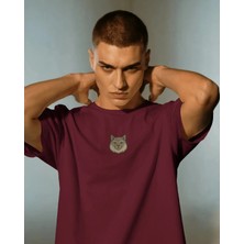 Muhtar Store Erkek Siberian Kedi Baskılı Oversize Tişört – Minimal Sibirya Kedisi Tasarım