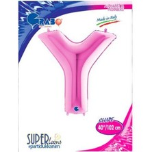 Parti Show Y - Harf Folyo Balon Pembe (100 Cm)