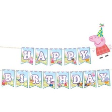 Parti Show Peppa Pig Happy Birthday Banner Flama 17*170 cm