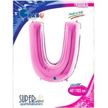 Parti Show U - Harf Folyo Balon Pembe (100 Cm)