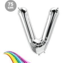 Parti Show V - Harfi Folyo Balon Gümüş (75 Cm)