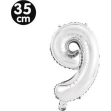 Parti Show 9 Rakam Folyo Balon Gümüş (35 Cm)