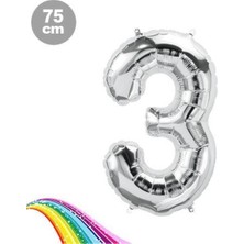 Parti Show 3 Sayı Folyo Balon Gümüş (75 Cm)