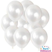 Parti Show 6 Inch Mini Beyaz Metalik Balon 20 Adet