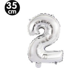 Parti Show 2 Rakam Folyo Balon Gümüş (35 Cm)