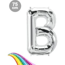 Parti Show B - Harfi Folyo Balon Gümüş (75 Cm)