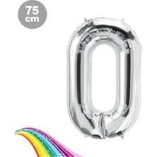 Parti Show 0 Sayı Folyo Balon Gümüş (75 Cm)