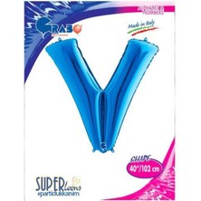 Parti Show V - Harf Folyo Balon Mavi (100 Cm)