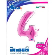 Parti Show 4 Rakam Folyo Balon Pembe (100 Cm)