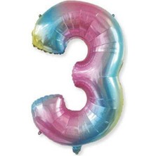 Parti Show 3 Rakam Folyo Balon Rainbow 76X60 cm