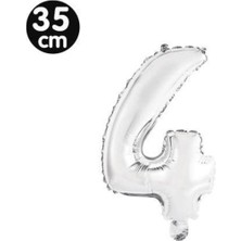 Parti Show 4 Rakam Folyo Balon Gümüş (35 Cm)