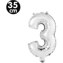 Parti Show 3 Rakam Folyo Balon Gümüş (35 Cm)