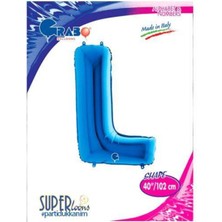 Parti Show L - Harf Folyo Balon Mavi (100 Cm)