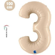 Parti Show 3 Rakam Folyo Balon Satin Krem (100X70 Cm)