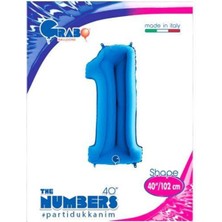 Parti Show 1 Rakam Mavi Folyo Balon (100X35 Cm)