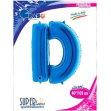 Parti Show D - Harf Folyo Balon Mavi (100 Cm)