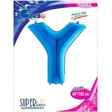 Parti Show Y - Harf Folyo Balon Mavi (100 Cm)