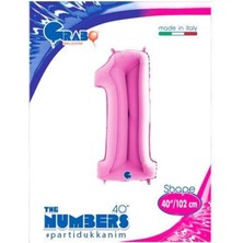 Parti Show 1 Rakam Pembe Folyo Balon (100X35 Cm)