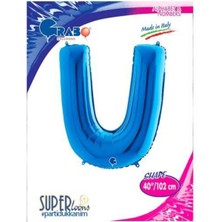 Parti Show U - Harf Folyo Balon Mavi (100 Cm)