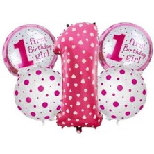 Parti Show 1 Yaş Folyo Balon Set Pembe