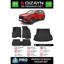 S-Dizayn Chery Tiggo 7 Pro 3D Pro Havuzlu Paspas ve Bagaj Havuzu Seti (2'li SET) 2022-2025 A+ Kalite