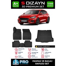 S-Dizayn Ford Focus 4 Sedan 3D Pro Havuzlu Paspas ve Bagaj Havuzu Seti (2'li SET) Tamir Kitli 2019 Üzeri A+ Kalite