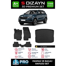 S-Dizayn Skoda Karoq 3D Pro Havuzlu Paspas ve Bagaj Havuzu Seti (2'li Set) 2018 Üzeri A+ Kalite