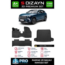 S-Dizayn T10X 3D Pro Havuzlu Paspas ve Bagaj Havuzu Seti (2'li SET) 2023 Üzeri A+ Kalite