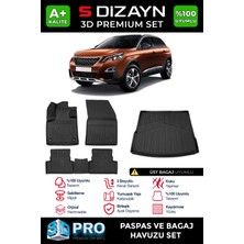 S-Dizayn Peugeot 3008 3D Pro Havuzlu Paspas ve Üst Bagaj Havuzu Seti (2'li SET)  2016-2023 A+ Kalite
