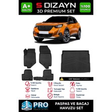 S-Dizayn Peugeot 2008 3D Pro Havuzlu Paspas ve Üst Bagaj Havuzu Seti (2'li SET)  2019-2023 A+ Kalite