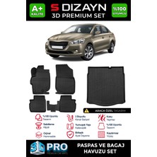 S-Dizayn Peugeot 301 3D Pro Havuzlu Paspas ve Bagaj Havuzu Seti (2'li SET) 2013 Üzeri A+ Kalite